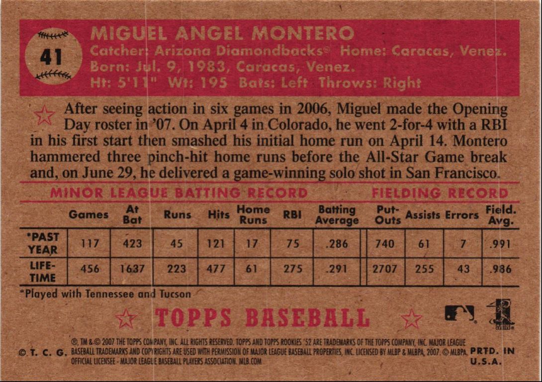 2007 Topps Rookie 1952 Edition Miguel Montero