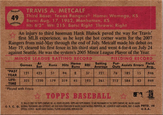 2007 Topps Rookie 1952 Edition Travis Metcalf