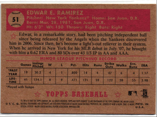 2007 Topps Rookie 1952 Edition Edwar Ramirez