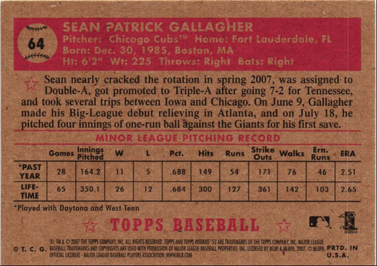 2007 Topps Rookie 1952 Edition Sean Gallagher