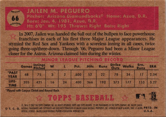 2007 Topps Rookie 1952 Edition Jailen Peguero