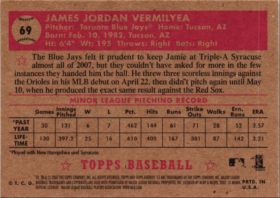 2007 Topps Rookie 1952 Edition Jamie Vermilyea