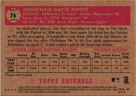 2007 Topps Rookie 1952 Edition Jon Knott