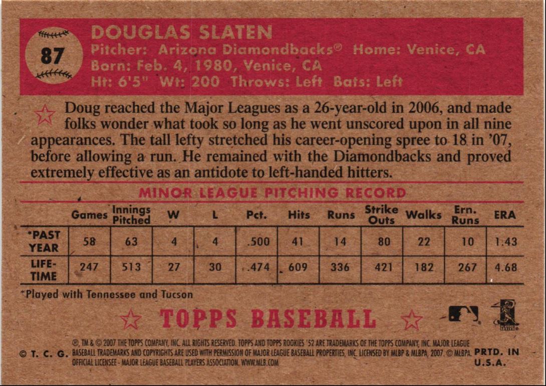 2007 Topps Rookie 1952 Edition Doug Slaten