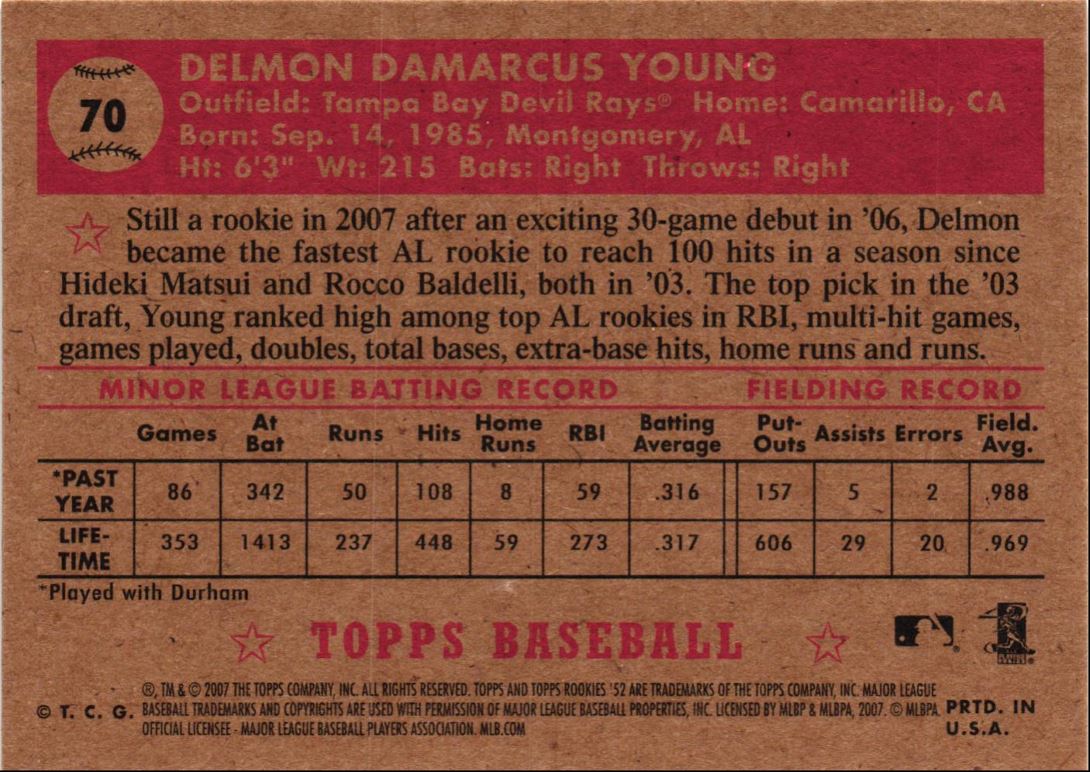 2007 Topps Rookie 1952 Edition Black Back Delmon Young