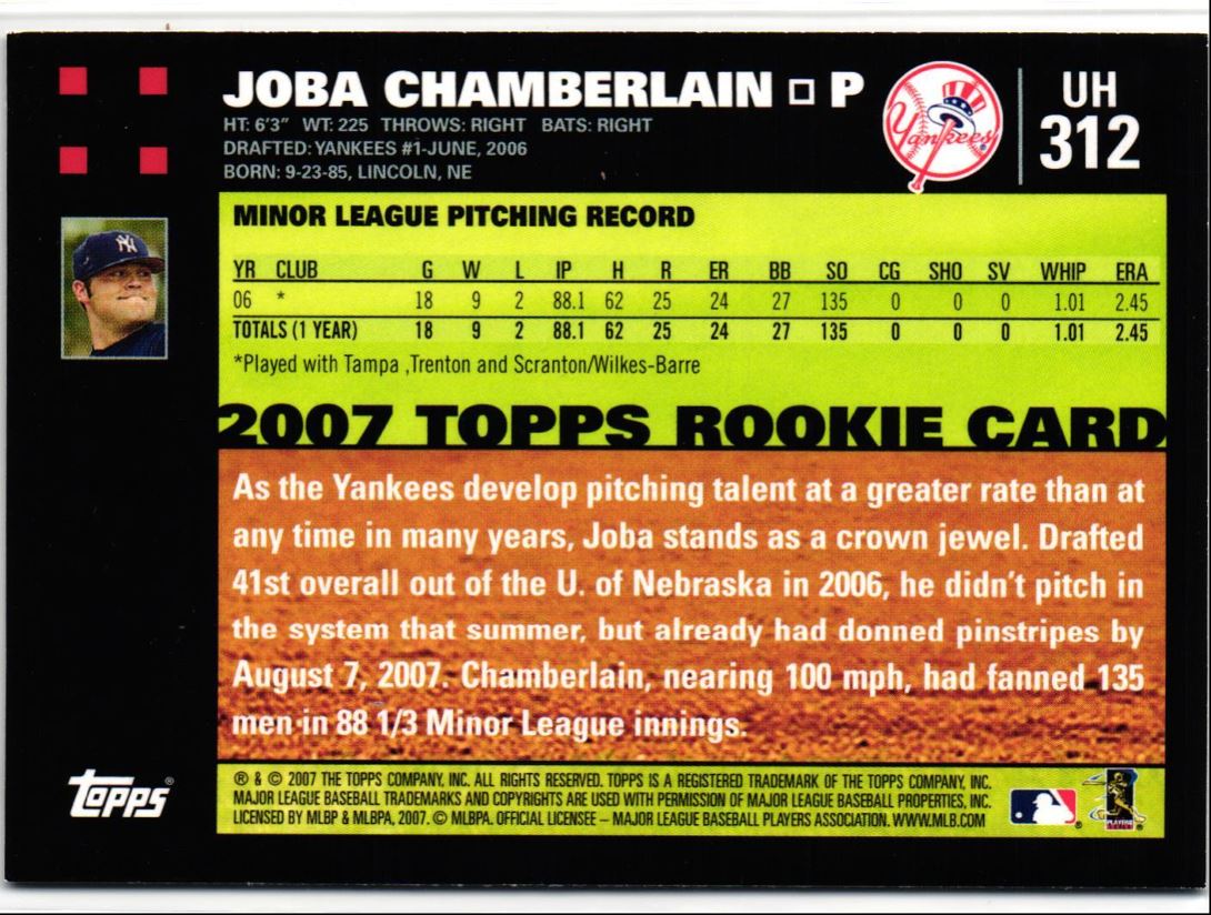 2007 Topps Updates & Highlights Joba Chamberlain