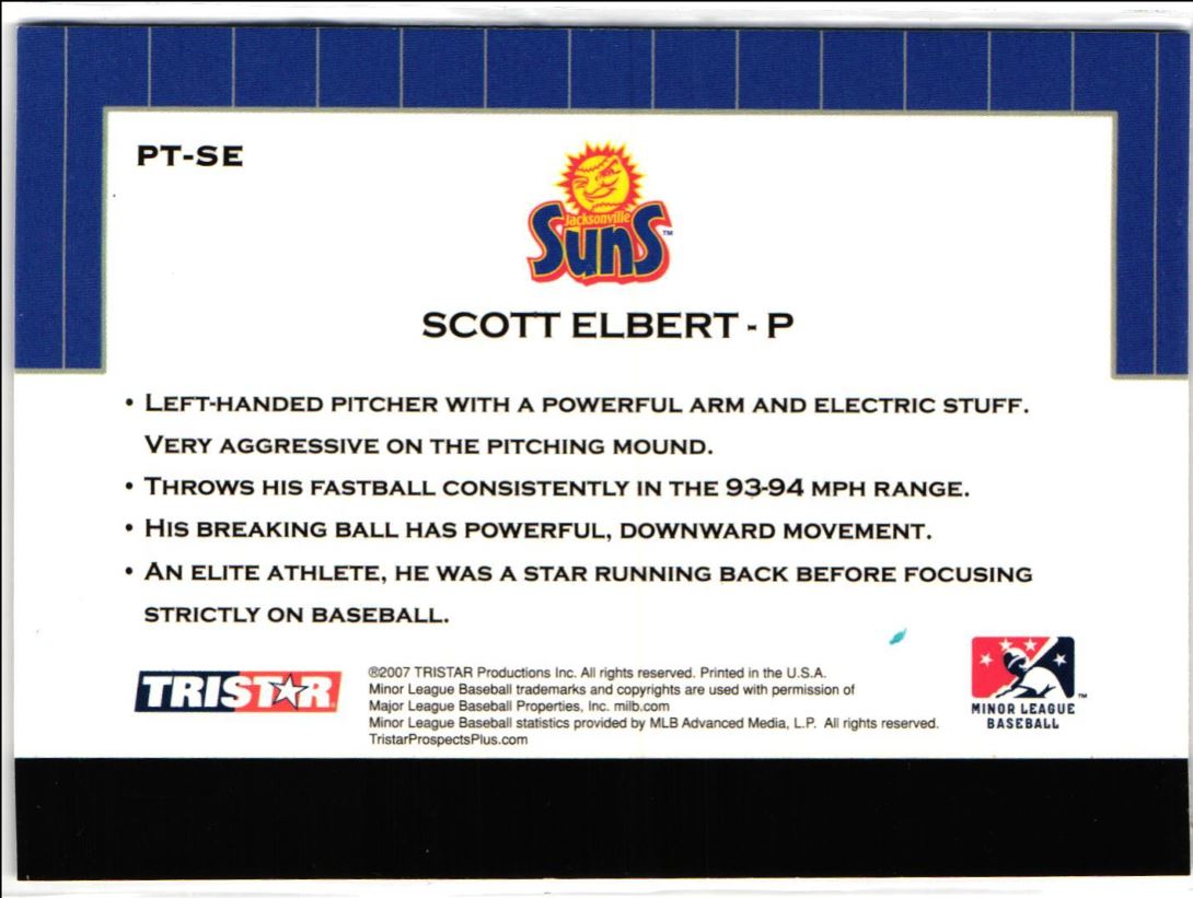 2007 Tristar Prospects Plus Protential Scott Elbert