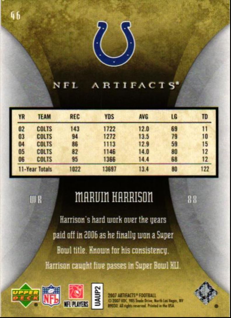 2007 Upper Deck Artifacts Marvin Harrison