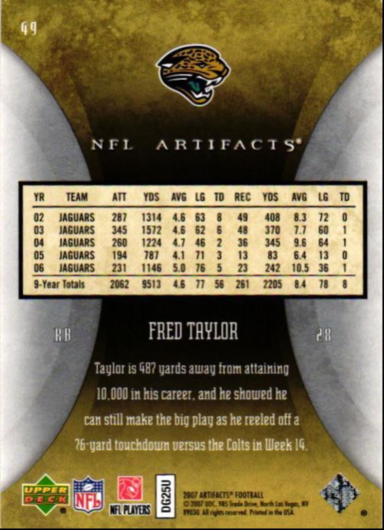 2007 Upper Deck Artifacts Fred Taylor