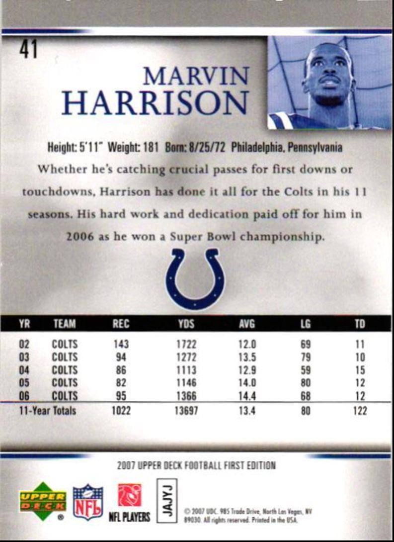 2007 Upper Deck First Edition Marvin Harrison