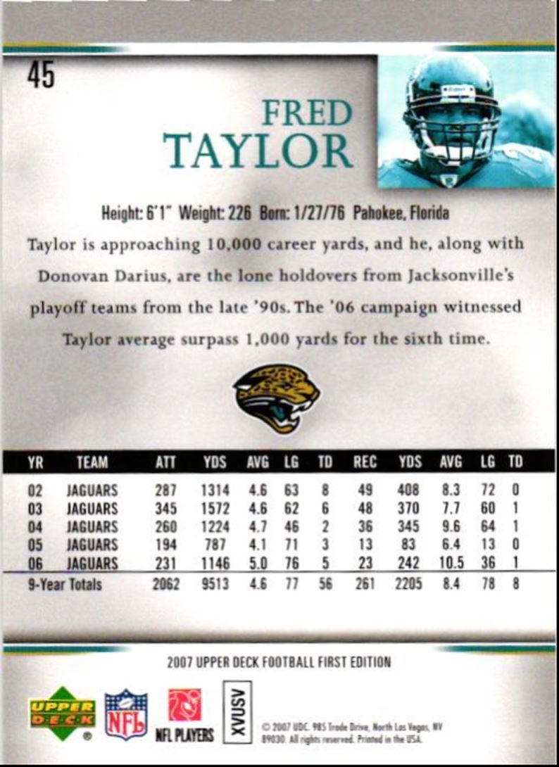 2007 Upper Deck First Edition Fred Taylor