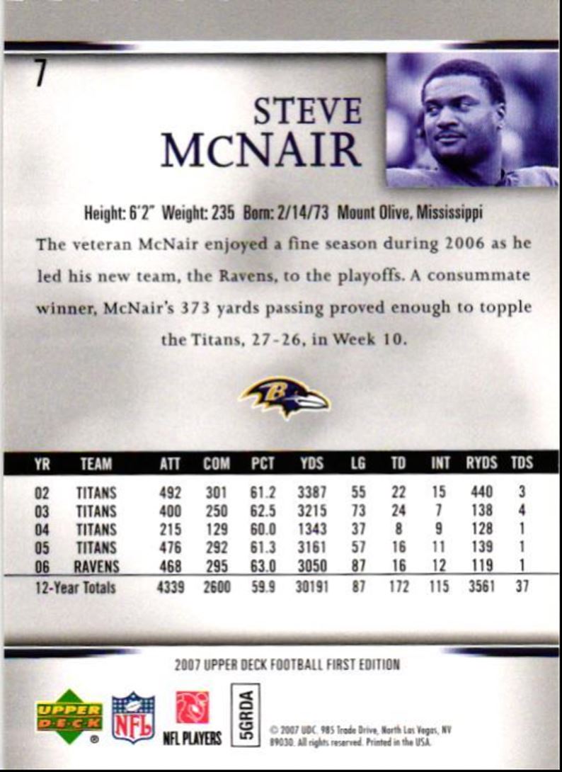 2007 Upper Deck First Edition Steve McNair