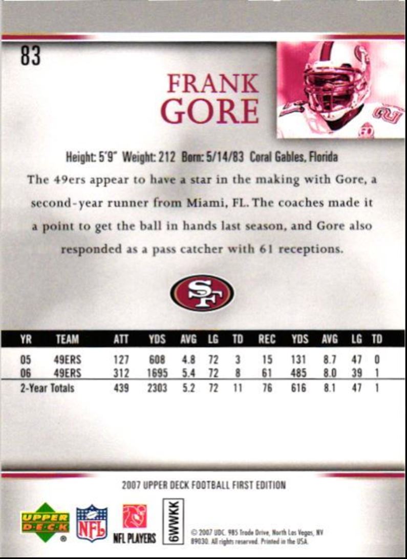 2007 Upper Deck First Edition Frank Gore