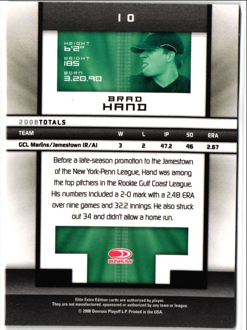 2008 Donruss Elite Extra Edition Brad Hand