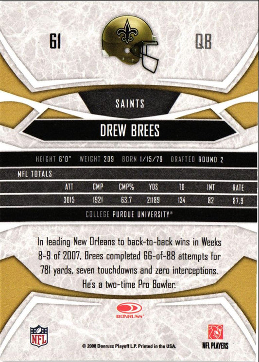 2008 Donruss Gridiron Gear Drew Brees