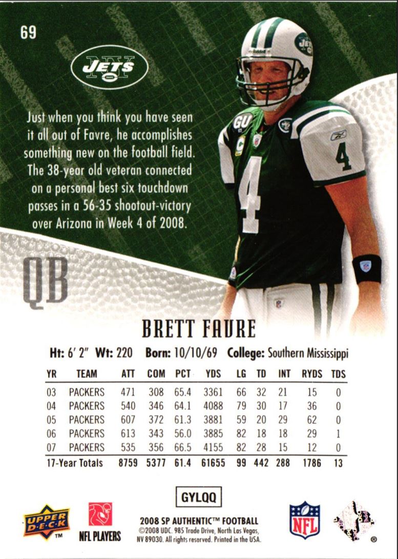 2008 SP Authentic Retail Brett Favre