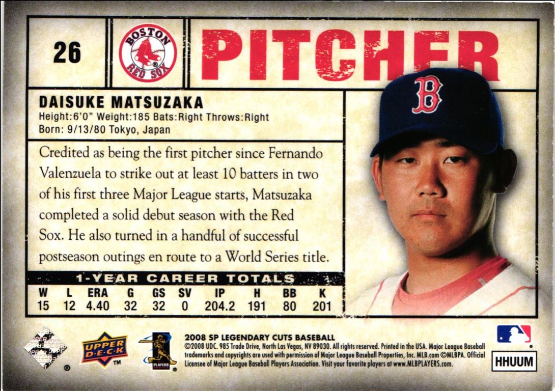 2008 SP Legendary Cuts Daisuke Matsuzaka