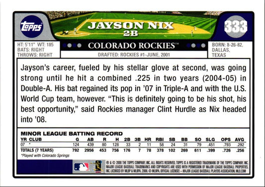 2008 Topps Jayson Nix