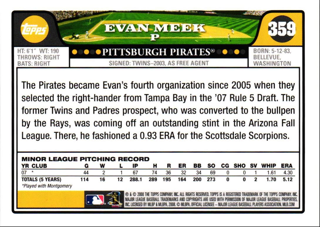 2008 Topps Evan Meek