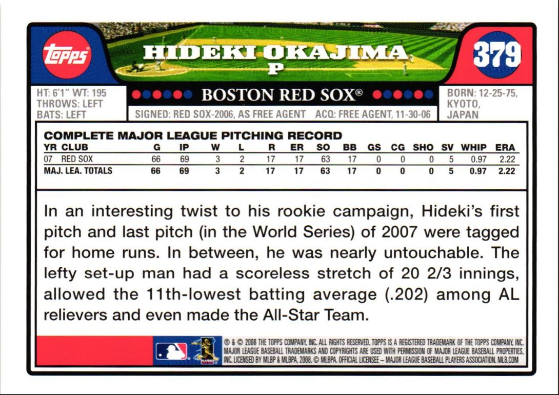 2008 Topps Hideki Okajima