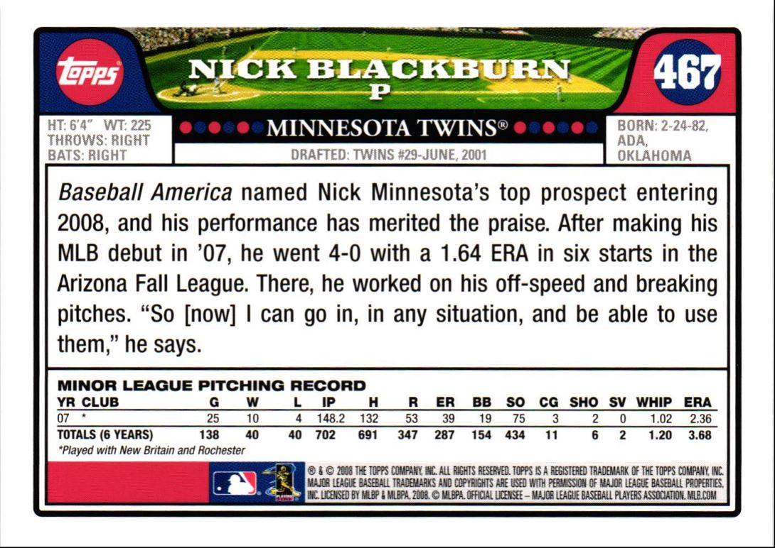 2008 Topps Nick Blackburn