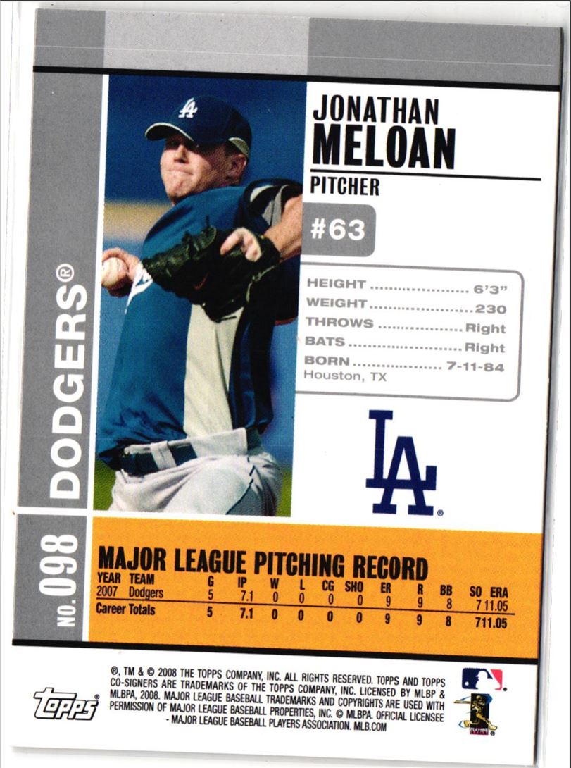 2008 Topps Co-Signers Jonathan Meloan