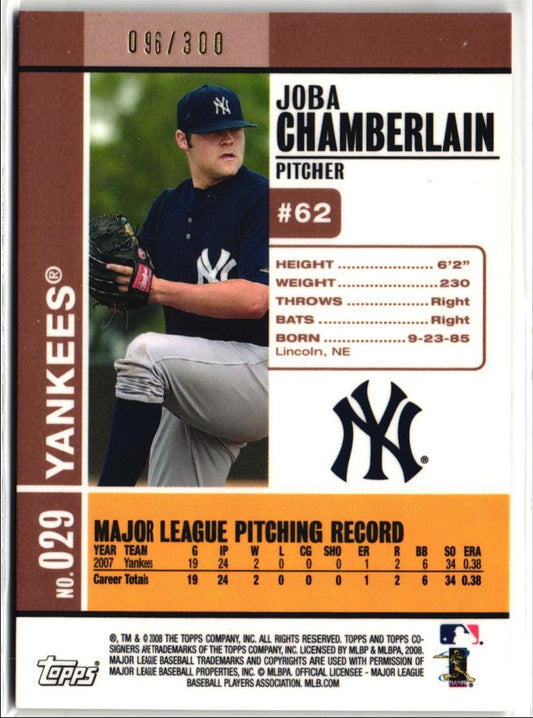 2008 Topps Co-Signers Silver Bronze Joba Chamberlain