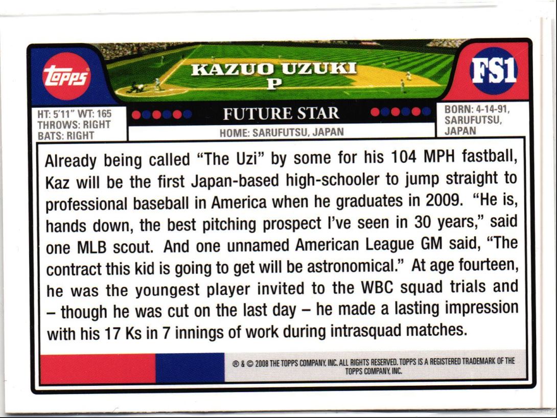 2008 Topps Kazuo Uzuki