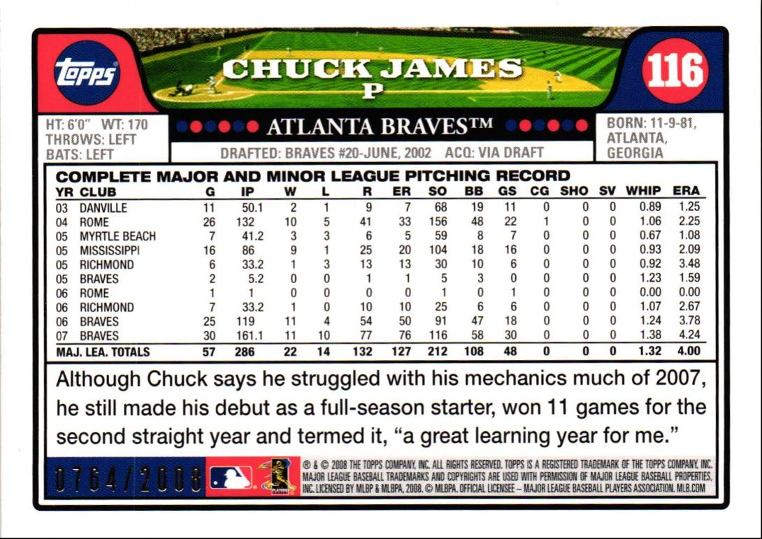 2008 Topps Gold Chuck James