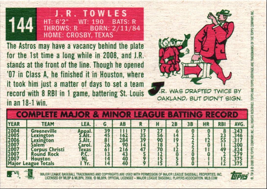 2008 Topps Heritage J.R. Towles