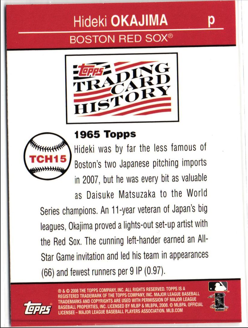 2008 Topps Trading Card History Hideki Okajima