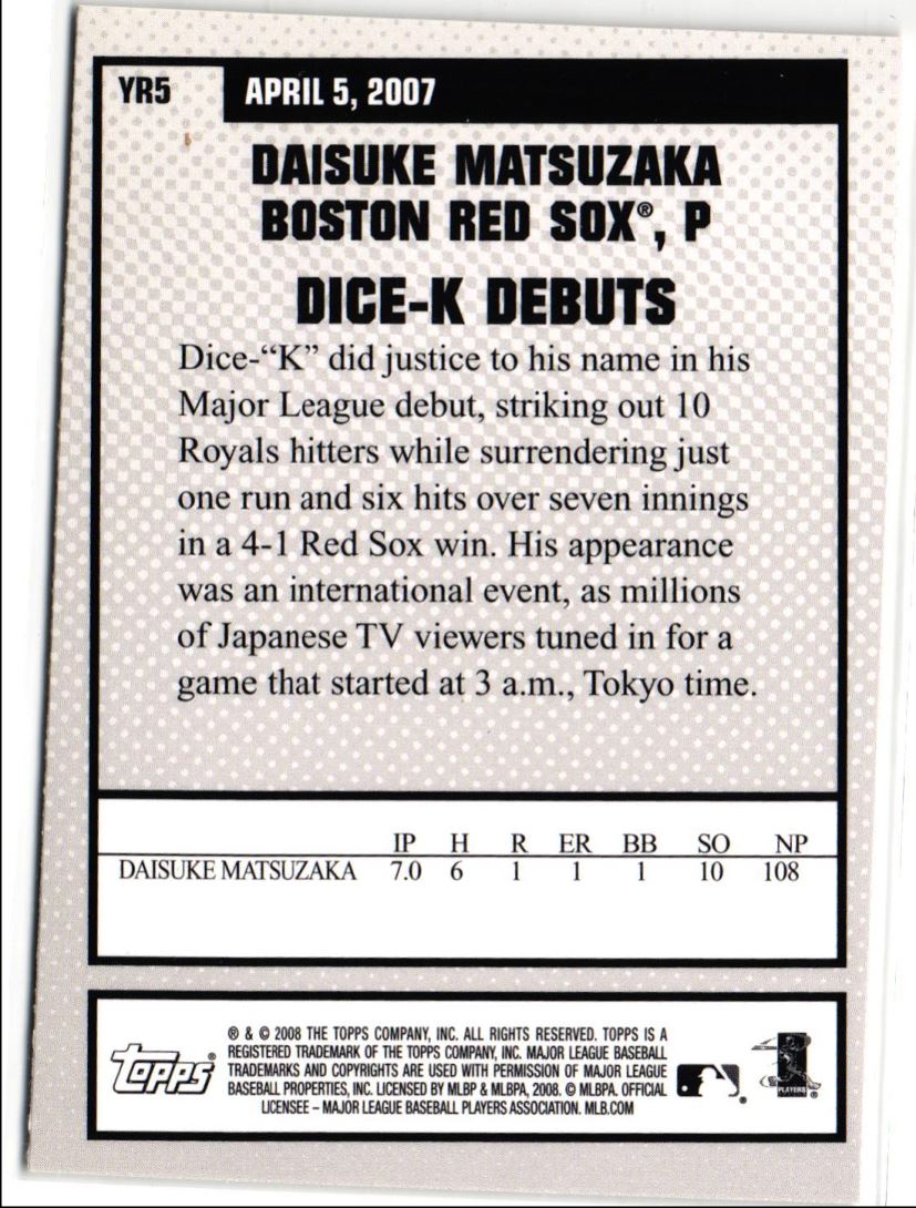 2008 Topps Year in Review Daisuke Matsuzaka