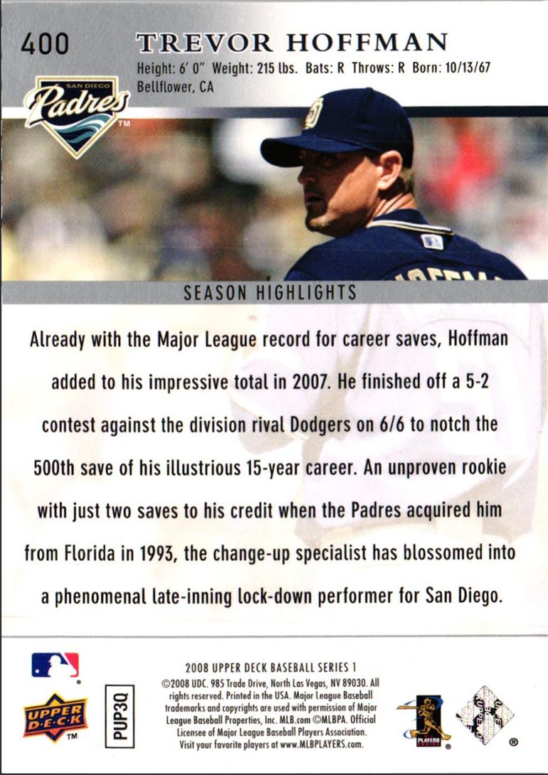 2008 Upper Deck Trevor Hoffman