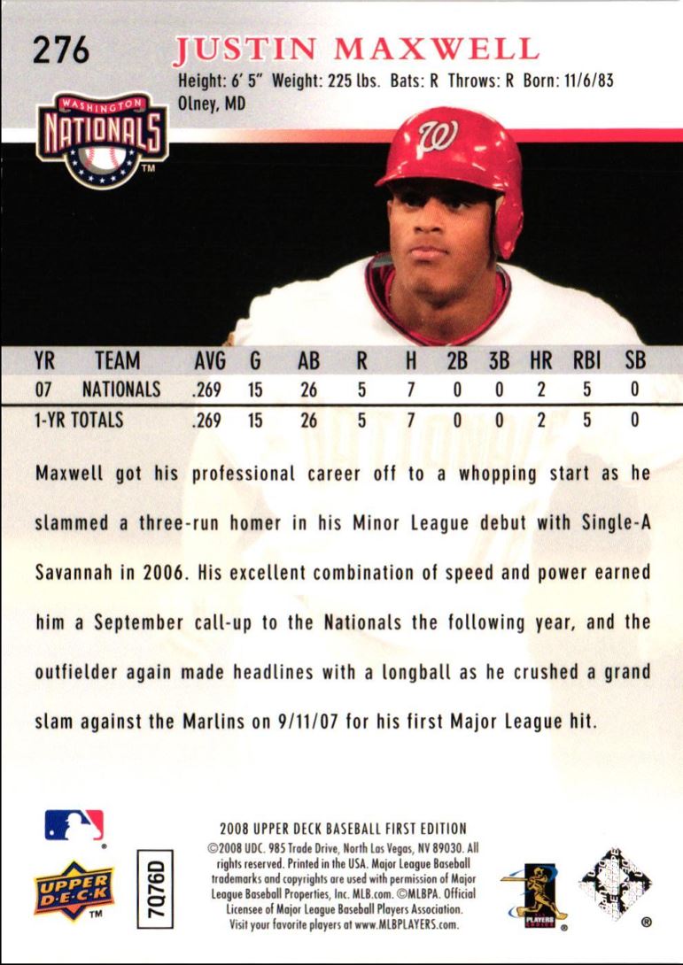 2008 Upper Deck First Edition Justin Maxwell