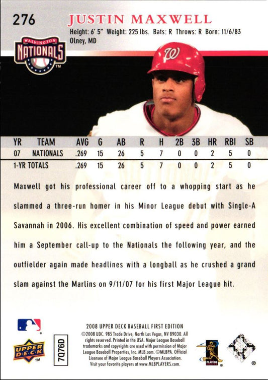 2008 Upper Deck First Edition Justin Maxwell