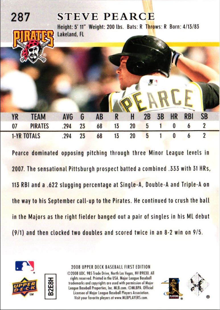 2008 Upper Deck First Edition Steve Pearce