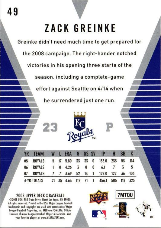 2008 Upper Deck X Zack Greinke