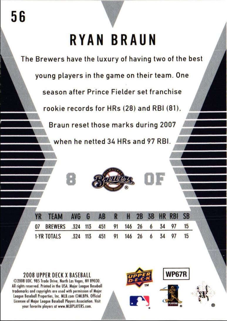 2008 Upper Deck X Ryan Braun