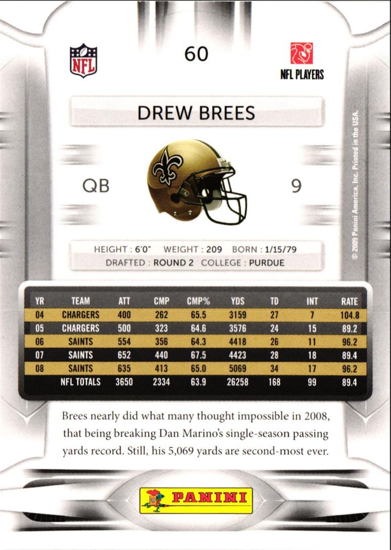 2009 Playoff Prestige Drew Brees