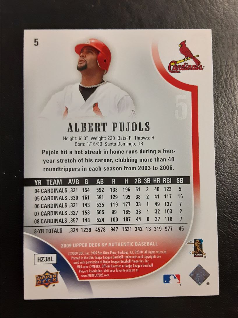 2009 SP Authentic Albert Pujols