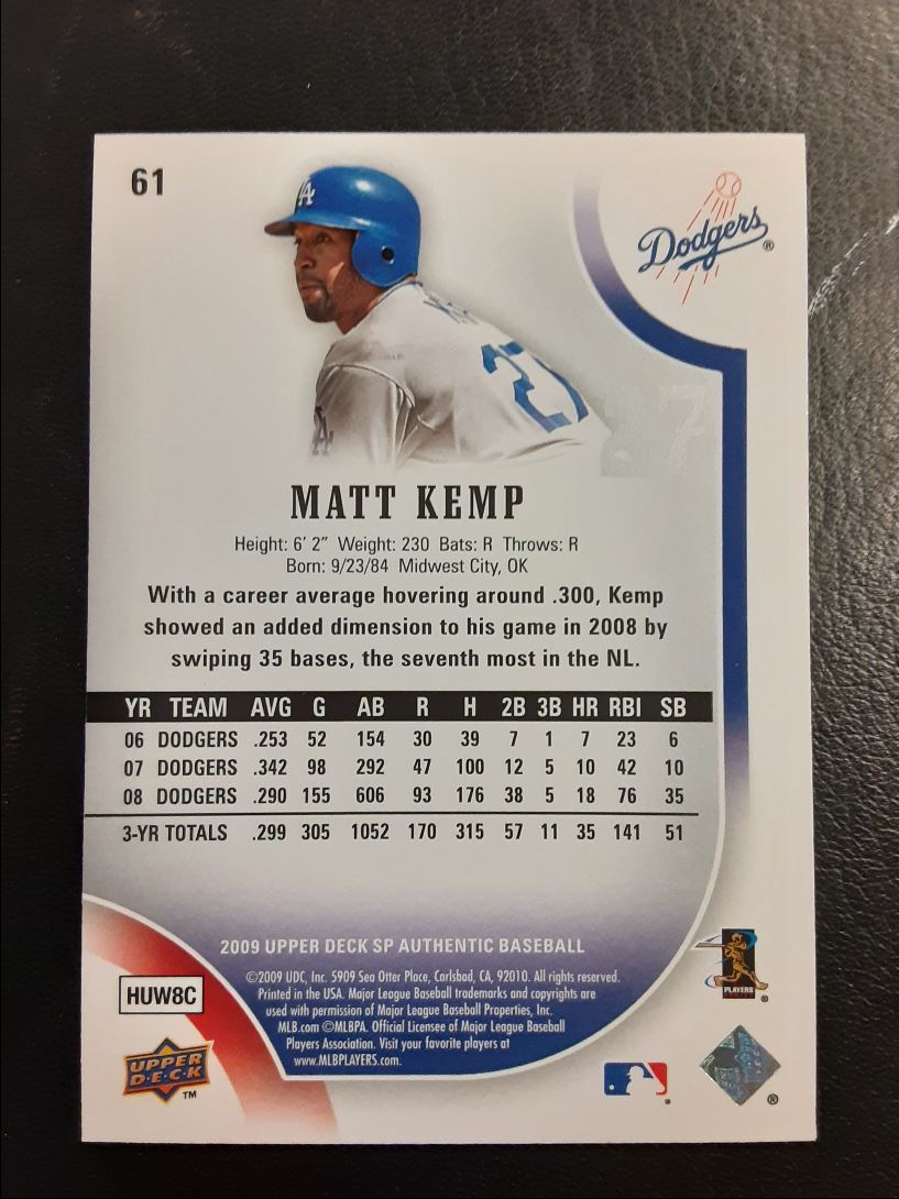 2009 SP Authentic Matt Kemp