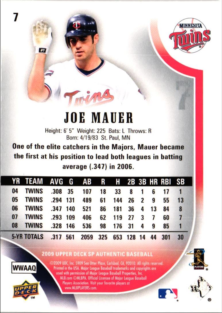 2009 SP Authentic Joe Mauer