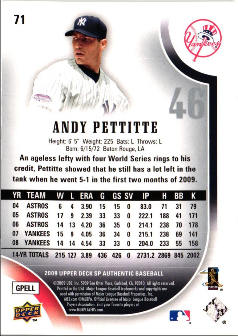 2009 SP Authentic Andy Pettitte