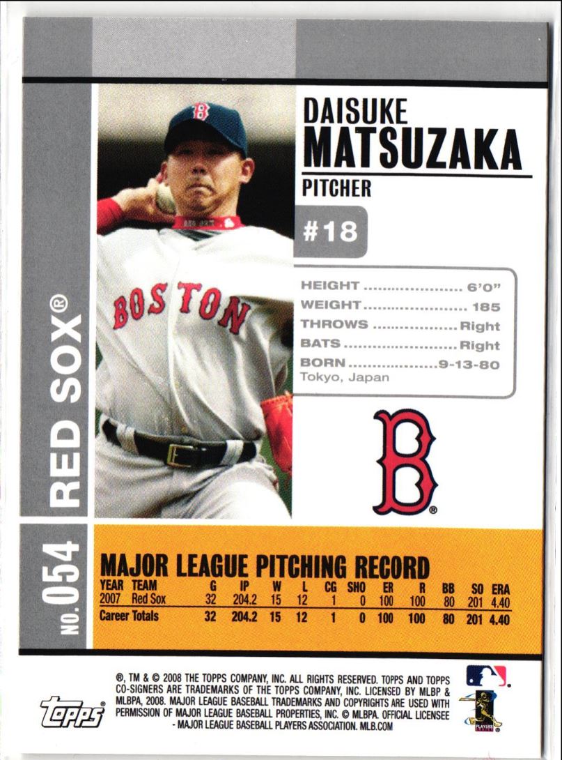 2009 Topps Co-Signers Daisuke Matsuzaka