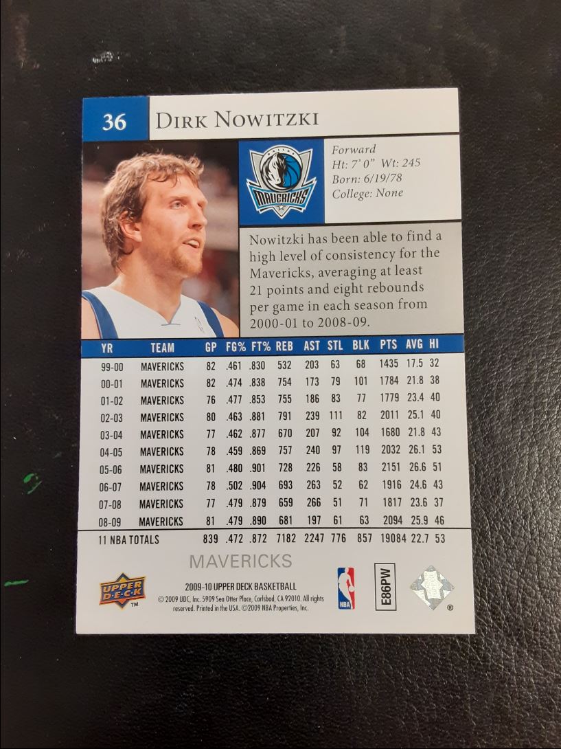 2009 Upper Deck Dirk Nowitzki