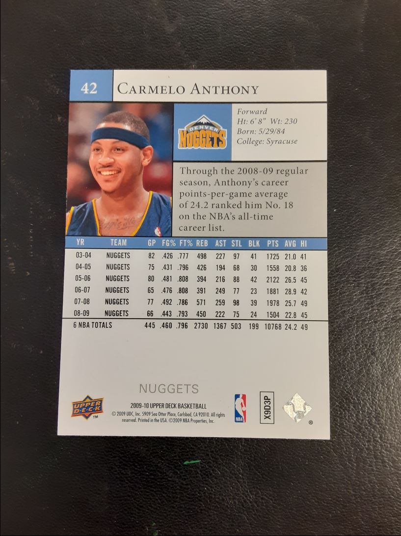 2009 Upper Deck Carmelo Anthony