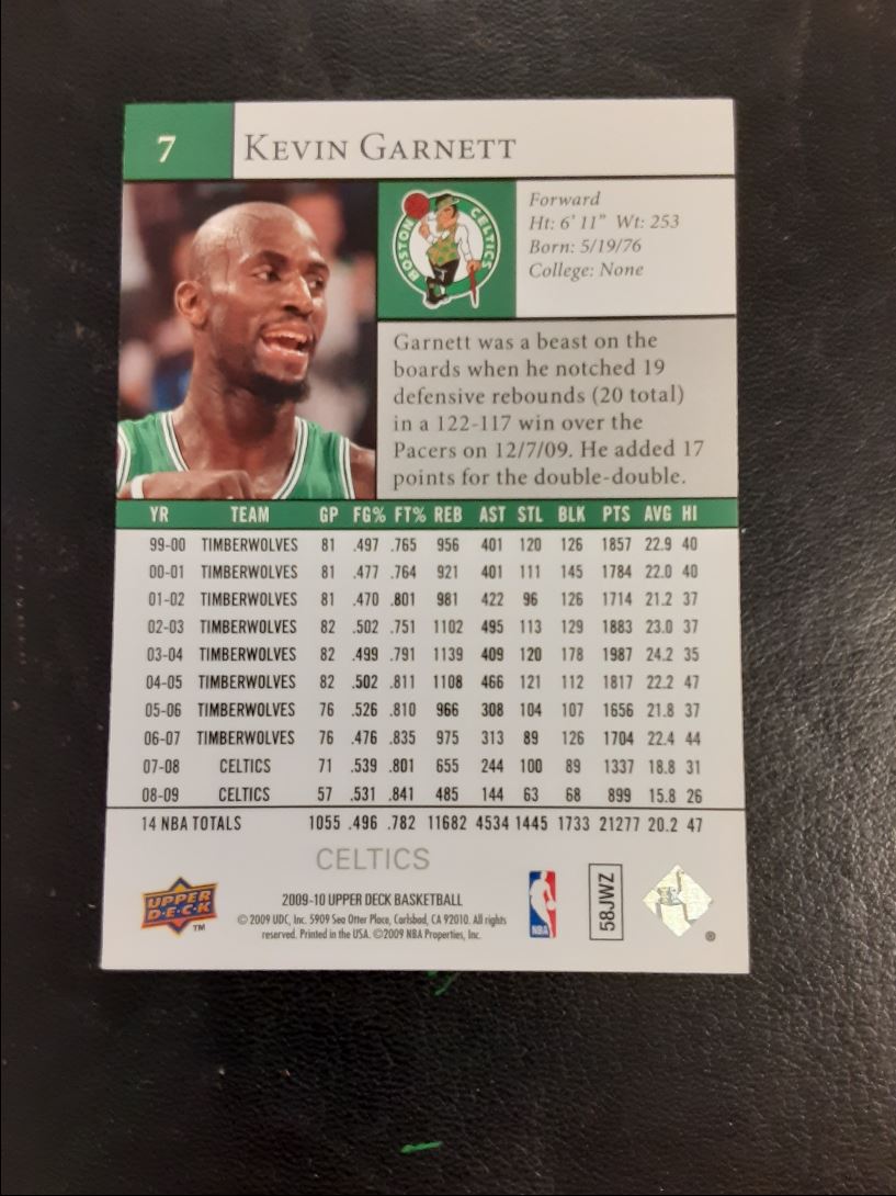 2009 Upper Deck Kevin Garnett