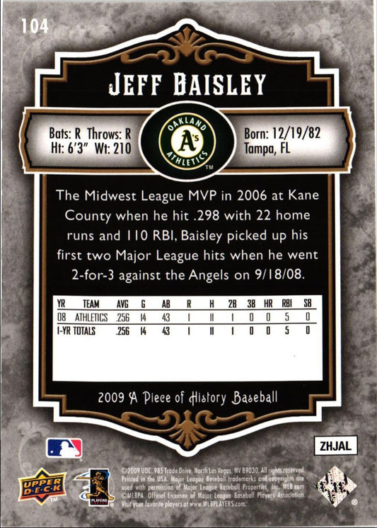 2009 Upper Deck A Piece of History Jeff Baisley