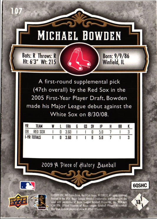 2009 Upper Deck A Piece of History Michael Bowden