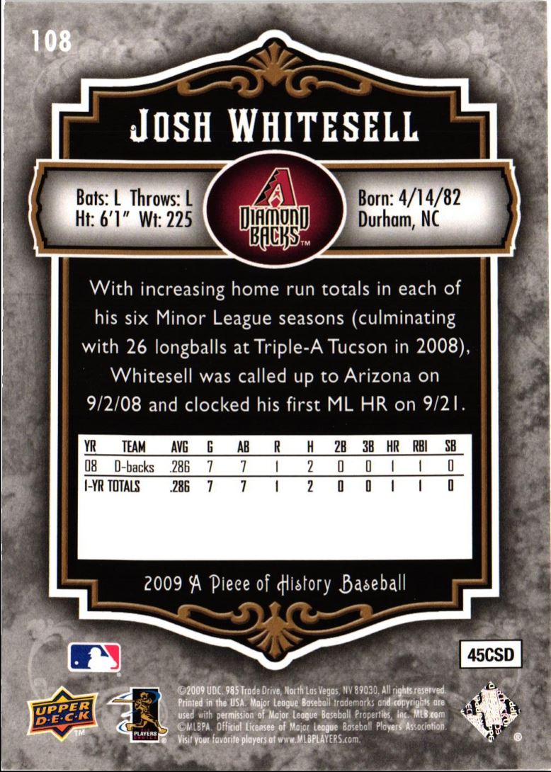 2009 Upper Deck A Piece of History Josh Whitesell